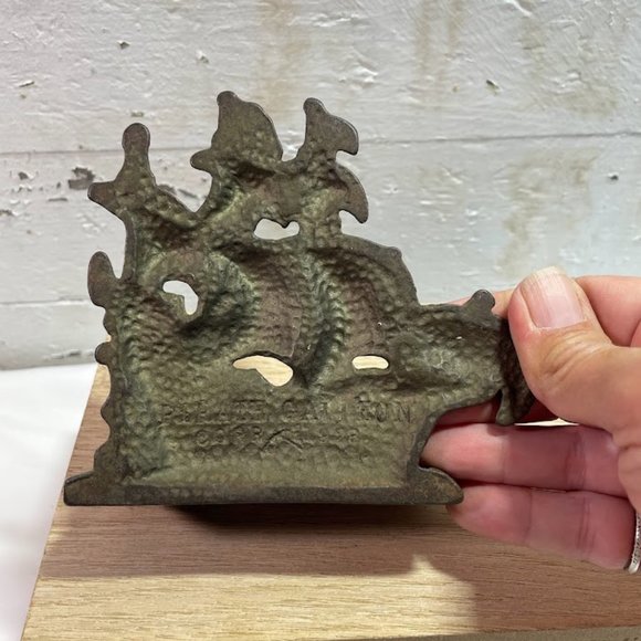 Vintage Connecticut Foundry Pirate Galleon Cast Iron Painted Bookends Pirates - Picture 6 of 15